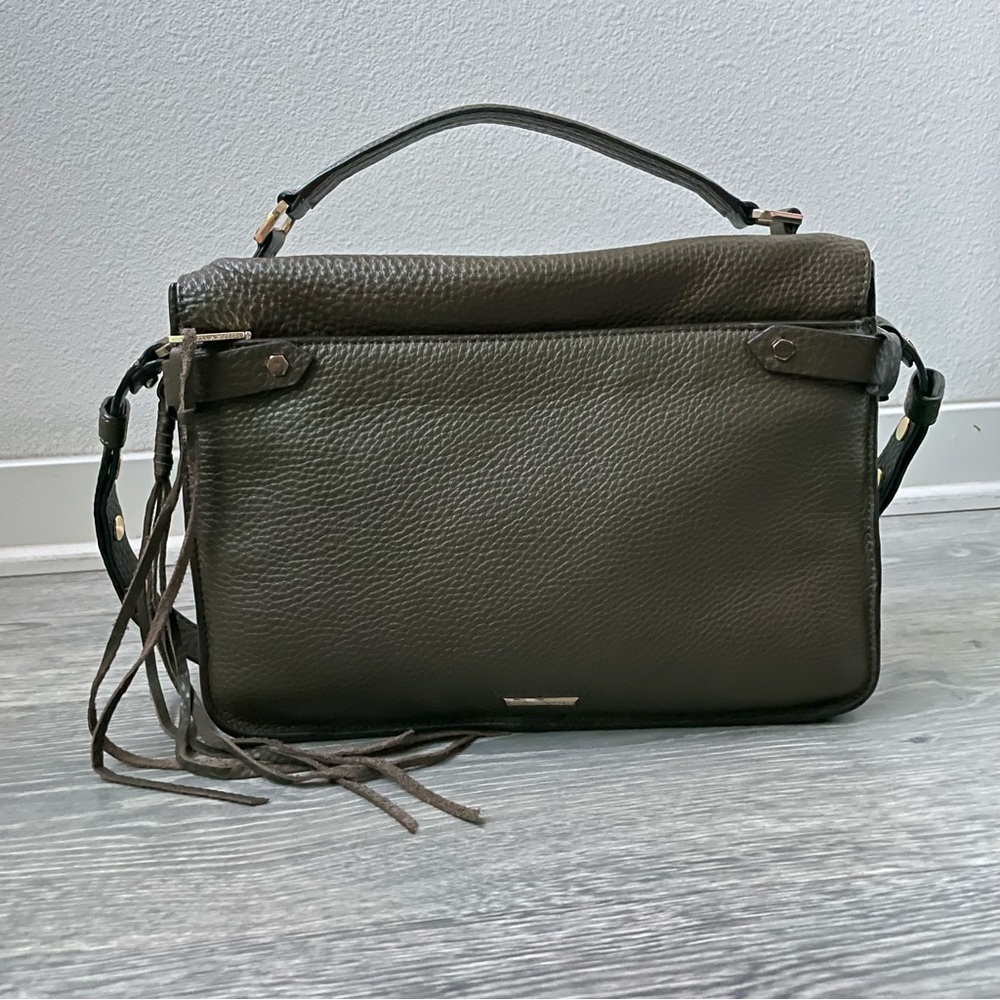 Rebecca Minkoff Large Darren Leather Messenger Bag Olive Green - Picture 3 of 3